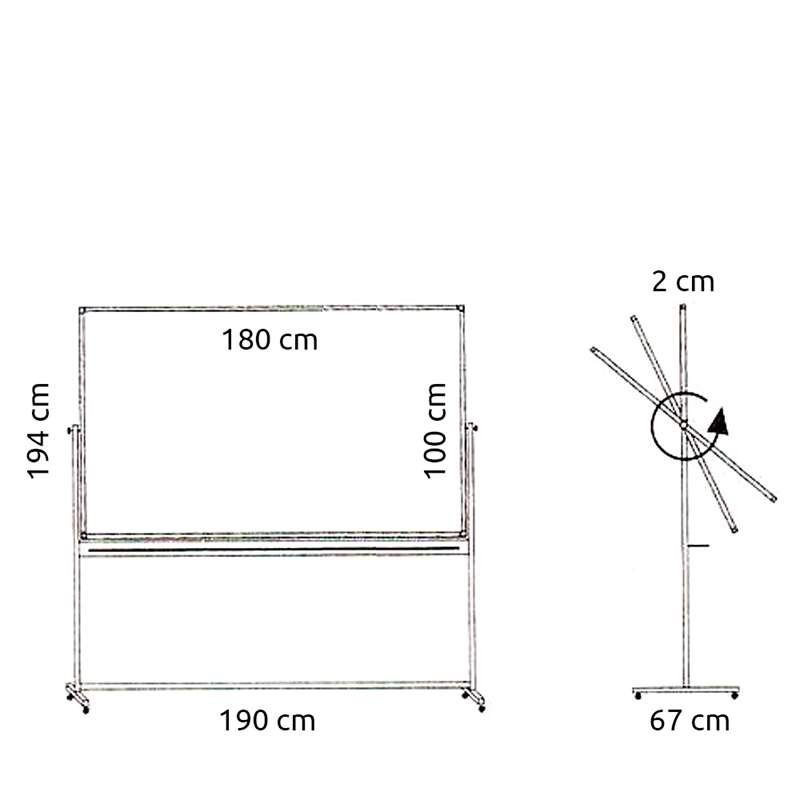 Swivel board, whiteboard for intensive use on mobile stand - 8 sizes - 100x180 cm #5