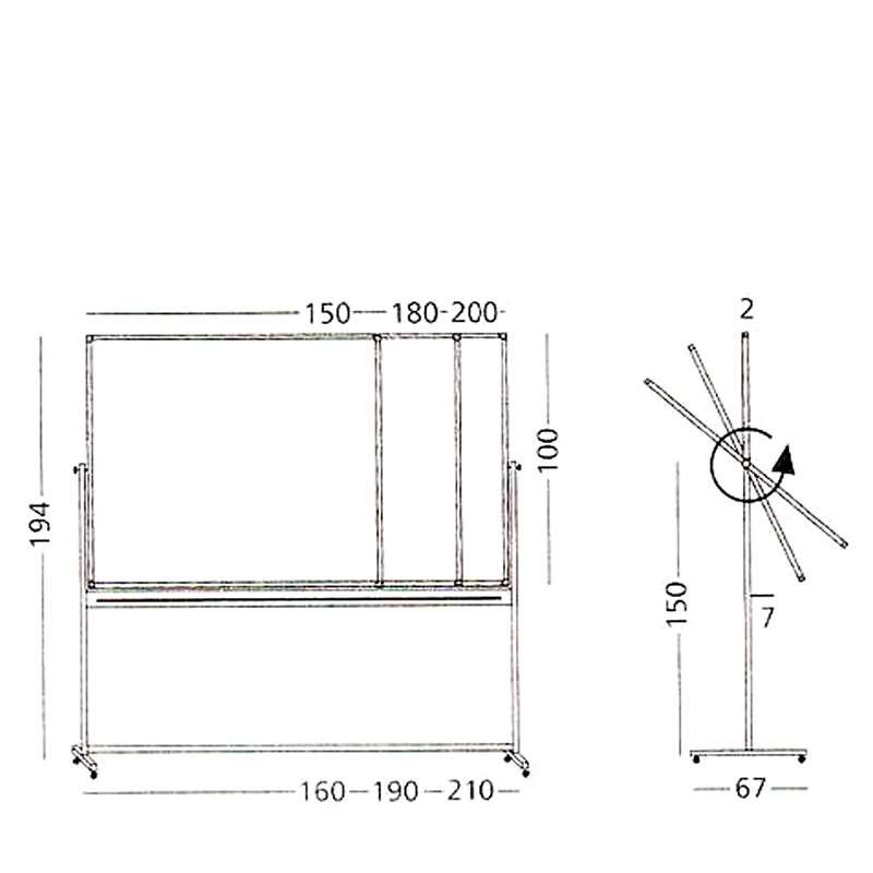 Swinging board, whiteboard board for intensive use on mobile stand - 8 sizes - 100x150 cm #5