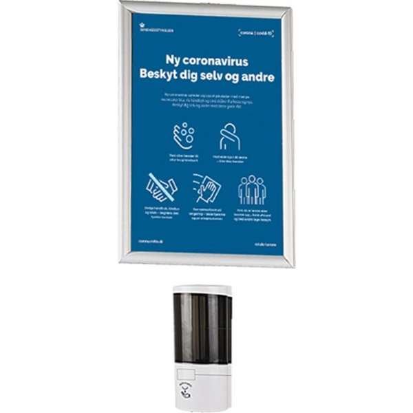 Hand Dispenser 500 ml and Alu Snap Frame A3 - Wall Set #1