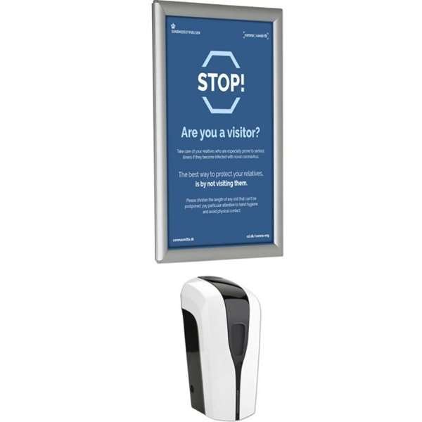 Hand Dispenser 1000 ml and Alu Snap Frame A4 - Wall Set #1