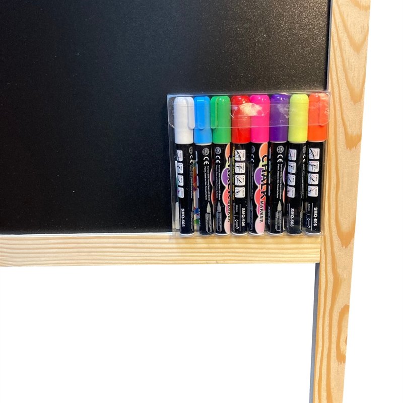 Wooden A-Board,  natural wooden frame and black chalkboard plate, 60 x 100cm incl. 8 chalk board markers #6