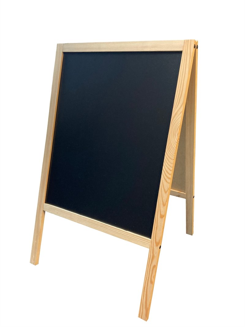 Wooden A-Board,  natural wooden frame and black chalkboard plate, 60 x 100cm incl. 8 chalk board markers #2