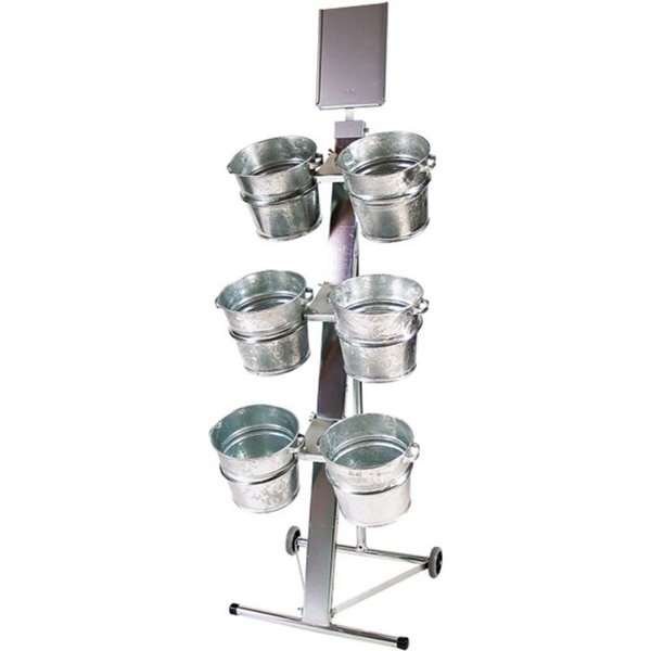 Shop Display with 6 buckets, A4 sign holder #6