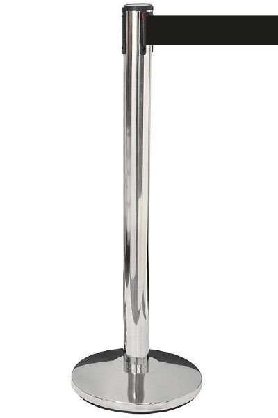 Crowd Barrier Belt, silver stand with 3 metres black belt #1
