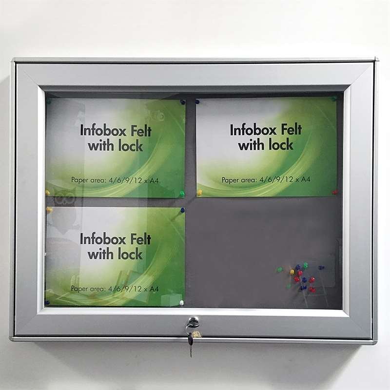 Infobox, alu/silver, with felt and lock, 4 x A4 #7