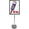 Double sided price frame, set w/alu base and pole, black A3 frame, cover sheet, height 84-103 cm #1