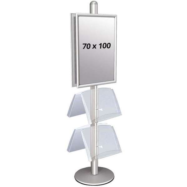 MULTISTAND 4 Double sided with  2 acryl shelve 25mm 2 x 70x100 cm Alu #1