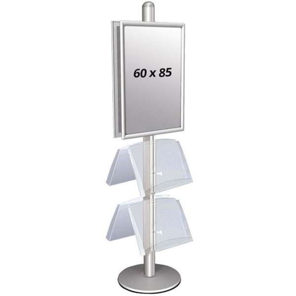 MULTISTAND 4 Double sided with 2 acryl shelve 25mm 2 x 60x85 cm Alu #1