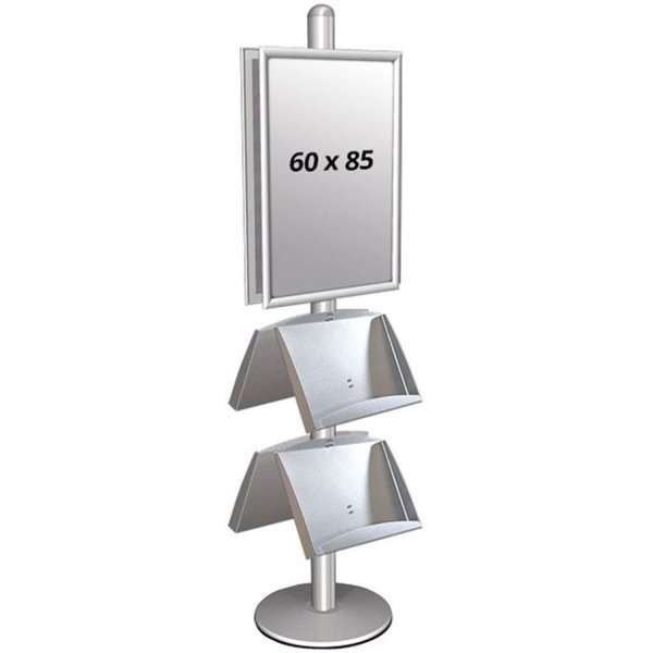 MULTISTAND 4 Double sided with 2 steel shelve 25mm 2 x 60x85 cm Alu #1