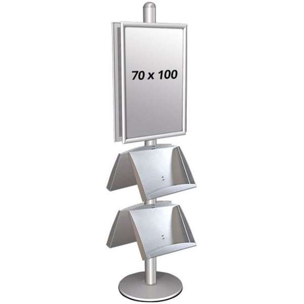 MULTISTAND 4 Double sided with 2 steel shelve  25mm 2 x 70x100 cm Alu #1