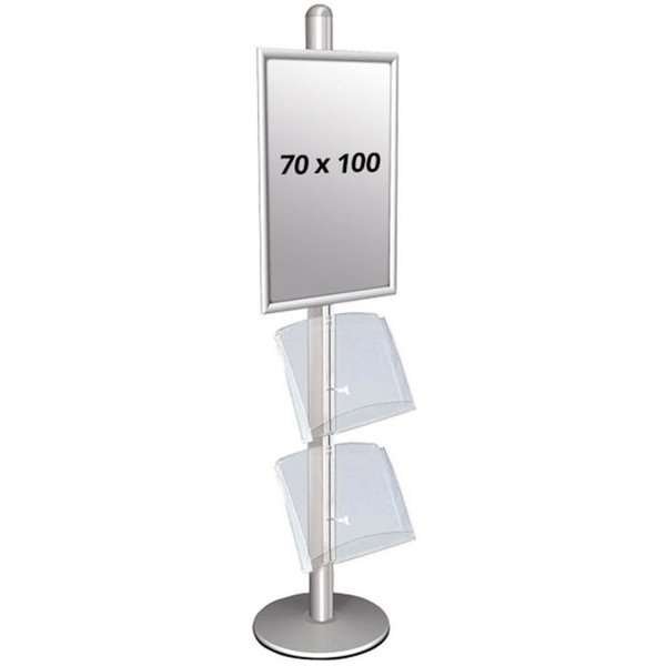 MULTISTAND 3 Single sided with 2 acryl shelve 25mm 1 x 70 x 100 cm Alu #1