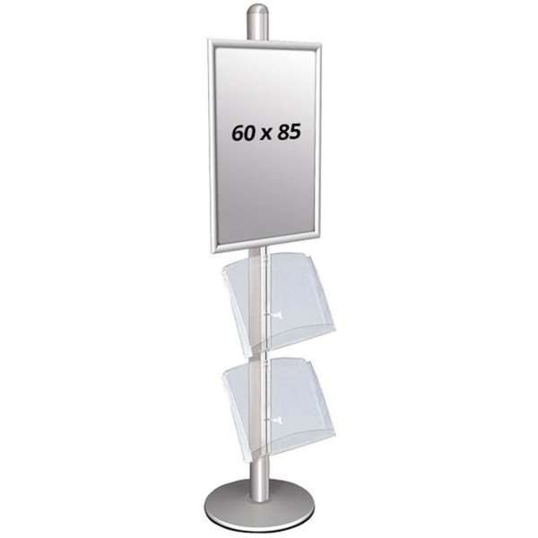 MULTISTAND 3 Single sidee with 2 acryl shelve 25mm 1 x 60 x 85 cm Alu #1