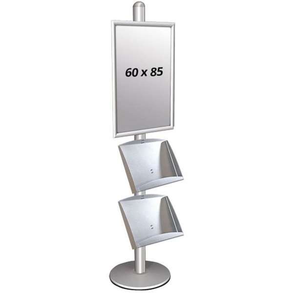 MULTISTAND 3 single sided with 2 steel shelve 25mm 1 x 60x85 cm Alu #1