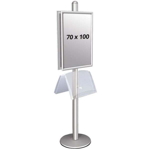 MULTISTAND 2 Doublesided with steelshelve 25mm 2 x 70x100 cm Alu #1