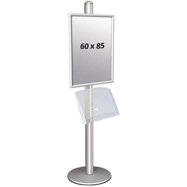 MULTISTAND 1 Singlesided with acrylic shelve 25mm 1x 60x85 cm Alu #1