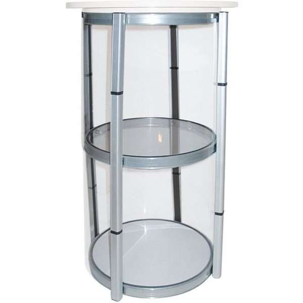 Circle Counter, white, with 8 PET panels and suitcase #9