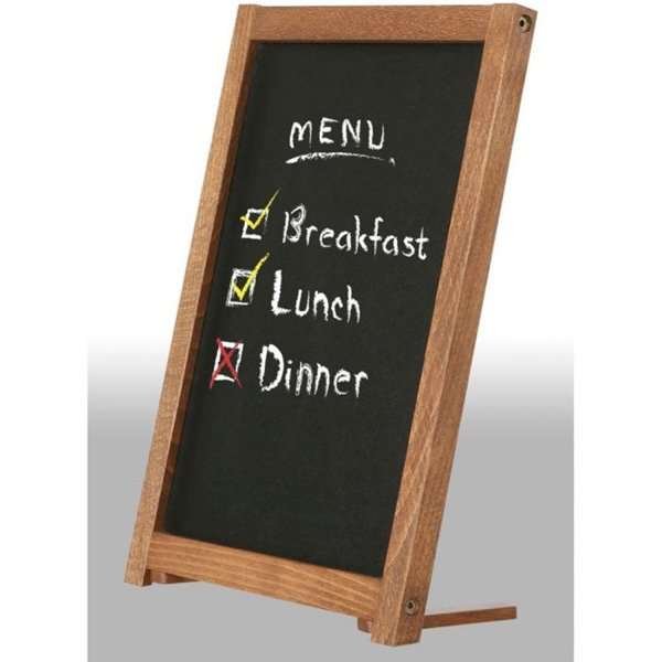 Wooden Chalkboard with feet, dark wood and black board 12,7 x 17,8 cm #1