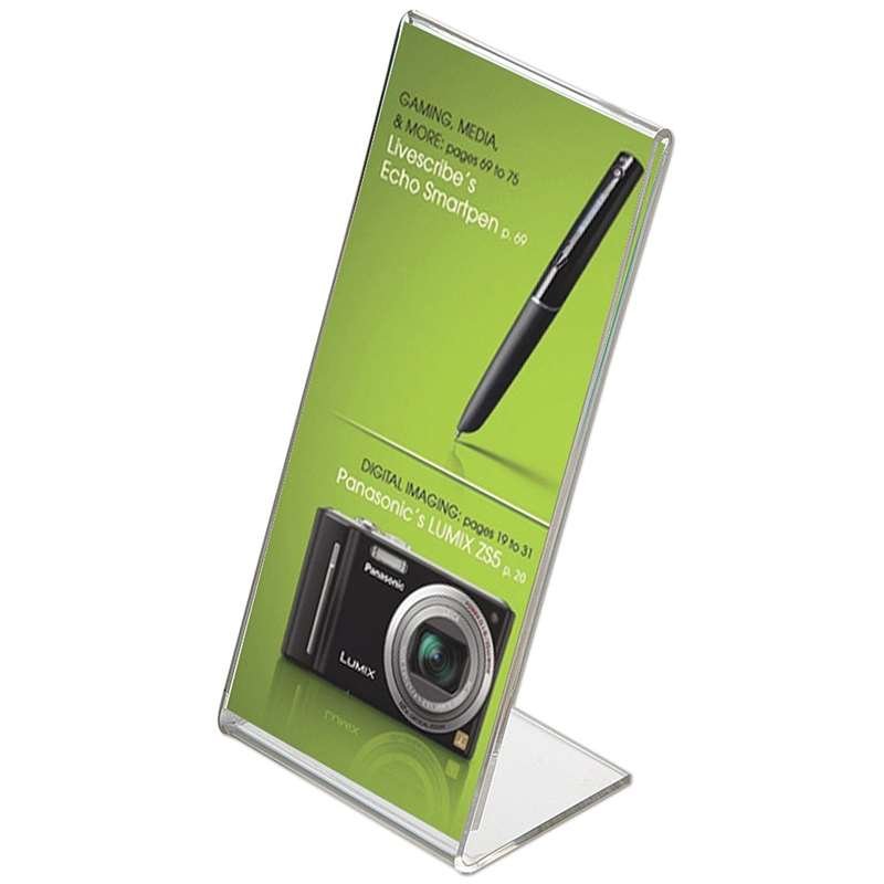 L-Menuholder, vertical A6 acrylic display #1