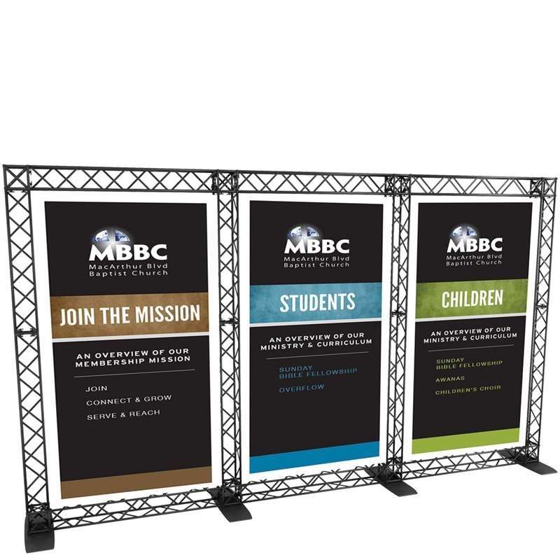 Crown Truss Triple Banner, 10 x 10 cm, black exhibition wall #7