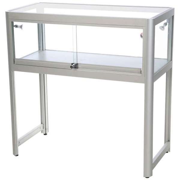 Showcase Desk Duo, silver, with LED spots #1