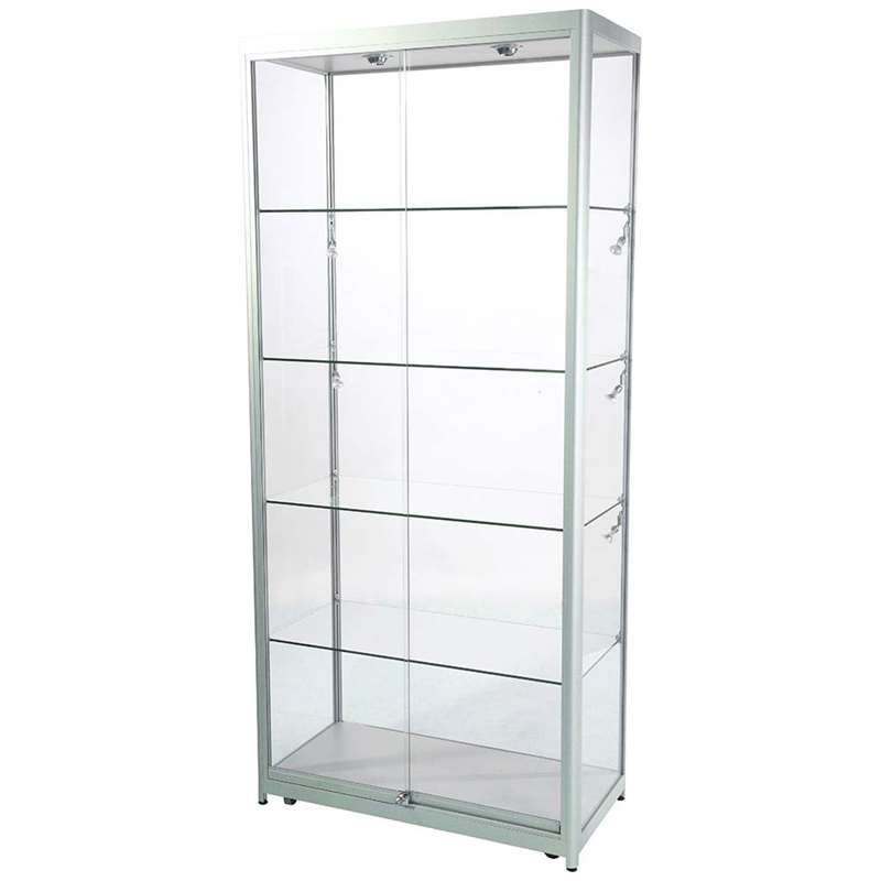 Showcase Tower Duo, silver, with LED spots #1