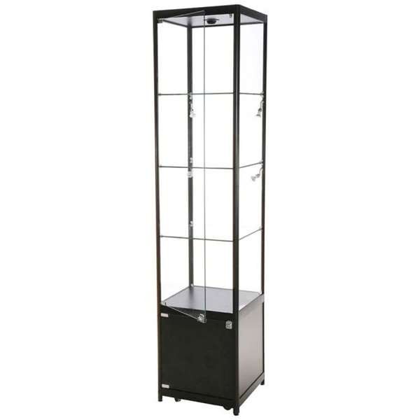 Showcase Tower Solo, black, with storage and LED spots #7