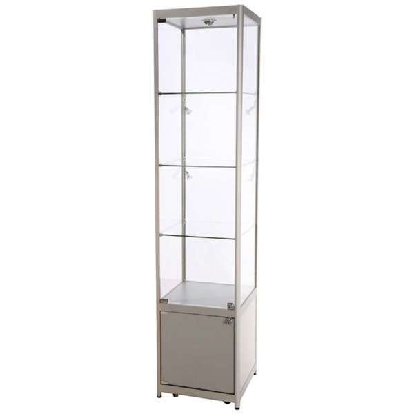 Showcase Tower, Solo, with locker - Silver. LED #1