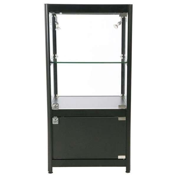 Showcase Counter Solo, blackt, with storage and LED spots #9