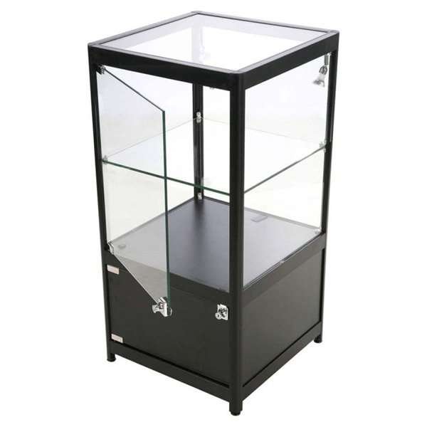 Showcase Counter Solo, blackt, with storage and LED spots #8