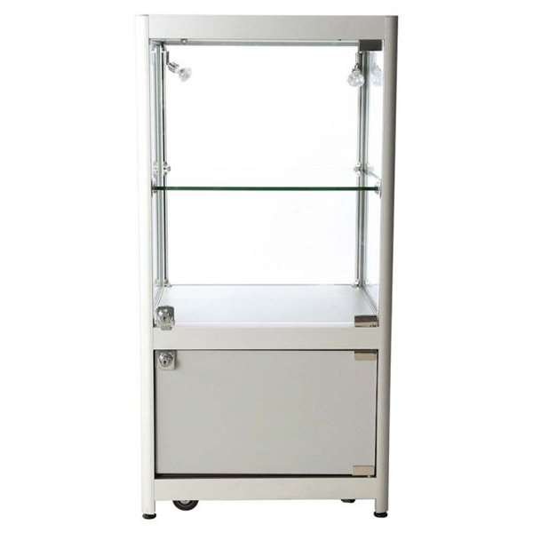 Showcase Counter Solo, silver, with storage and LED spots #7