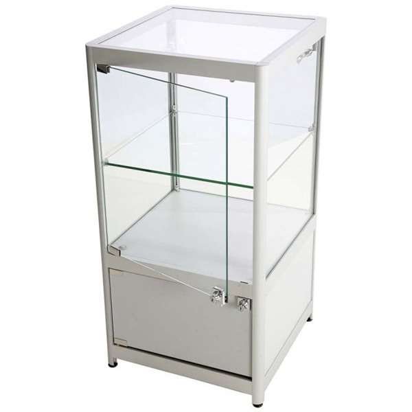 Showcase Counter Solo, silver, with storage and LED spots #4