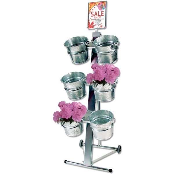 Shop Display with 6 buckets, A4 sign holder #1