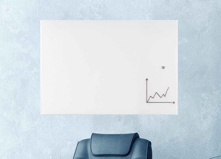 Glass whiteboard with hidden mounting White - 120x90 cm