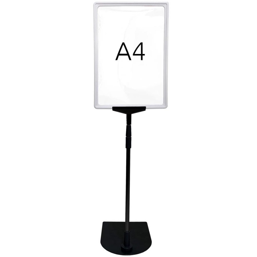 Prisrammesæt, sort stål fod og alustang, Hvid A4 Ramme #2