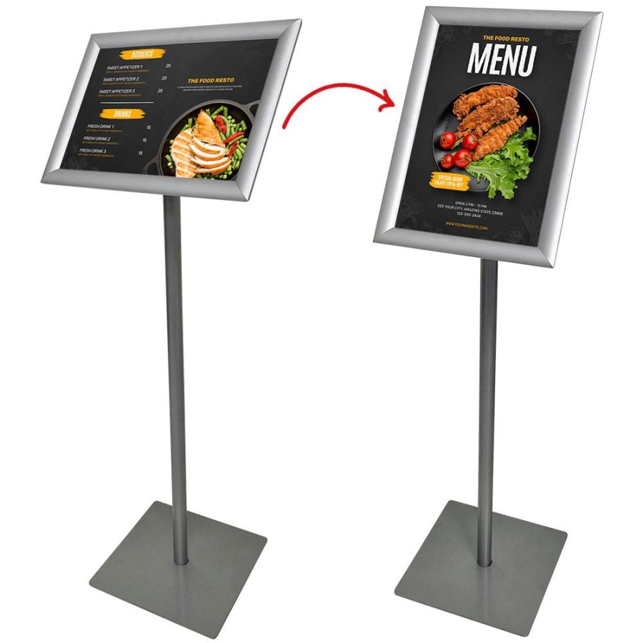 BASIC Infostand A3 - 92mm high - A3 Click frame profile 25mm, silver #1