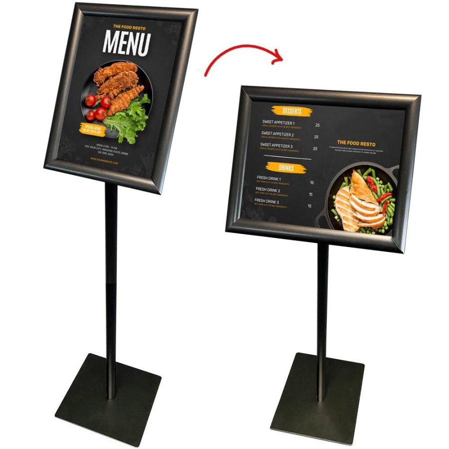 BASIC Infostand A4 - 92mm high - A3 Click frame profile 25mm, black #1