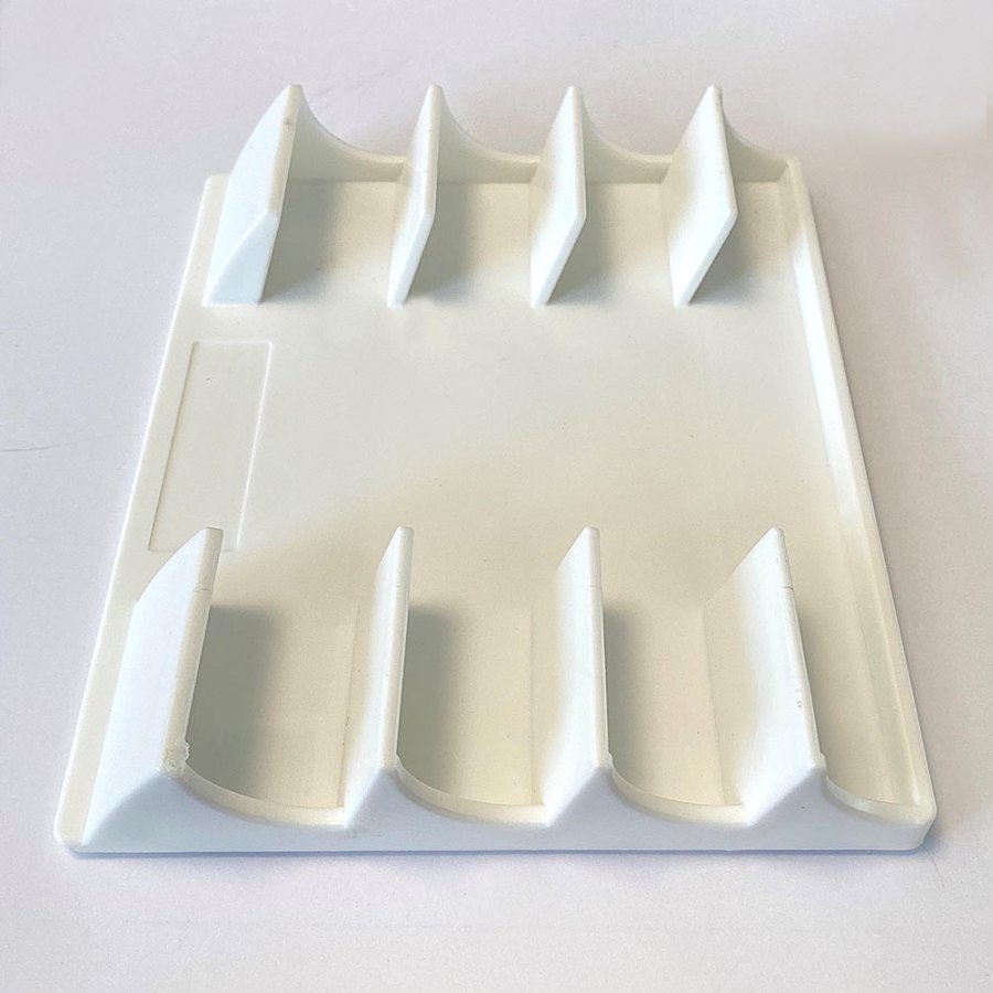 Magnetic pen holder for 4 pens, white plastic with 4 magnets on the back (also includes 4 adhesive pads)