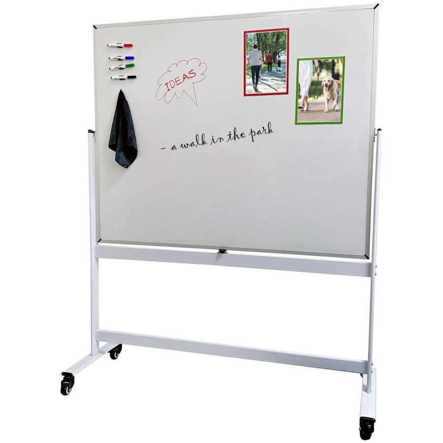 Whiteboard Pro: Enameled Swivel Board 150x120 cm on Mobile Stand #1