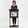 Elegant Black Wood Podium with Wheels and Silver A3 Frame - Fast Fix Design #8