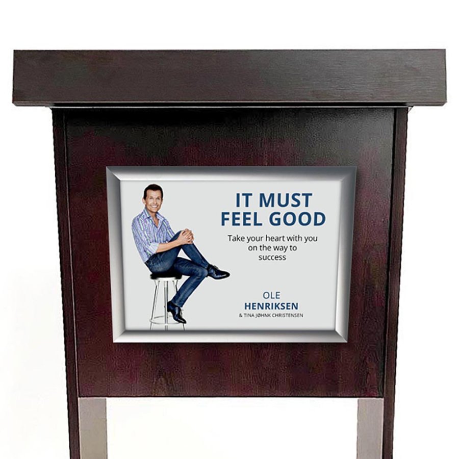 Elegant Black Wood Podium with A3 Silver Frame - Wood Podium from Fast-Fix #3