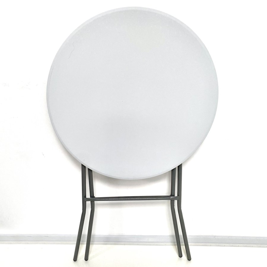 Folding table round Ø 80cm: White Tabletop & Black Steel Frame, Height 110cm #4