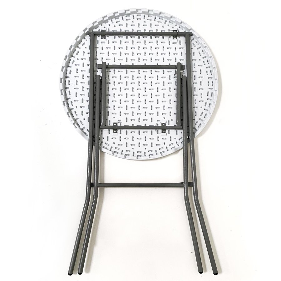 Folding table round Ø 80cm: White Tabletop & Black Steel Frame, Height 110cm #5