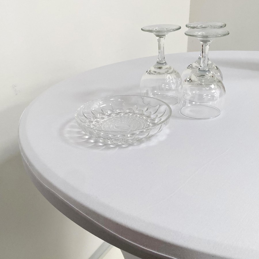 Folding table round Ø 80cm: White Tabletop & Black Steel Frame, Height 110cm #8