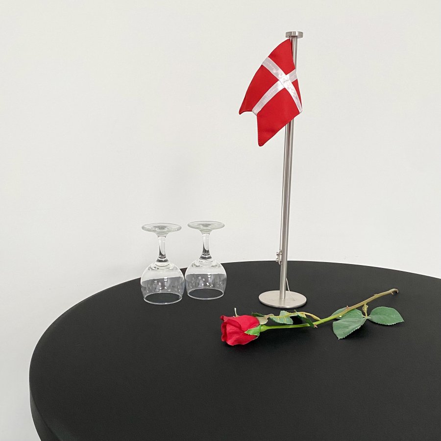 Folding table round Ø 80cm: White Tabletop & Black Steel Frame, Height 110cm #11