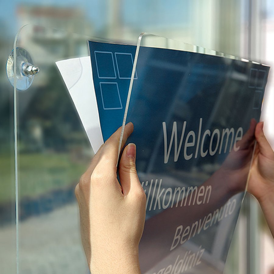 Window Frame with suction cup, vertical acrylic A3