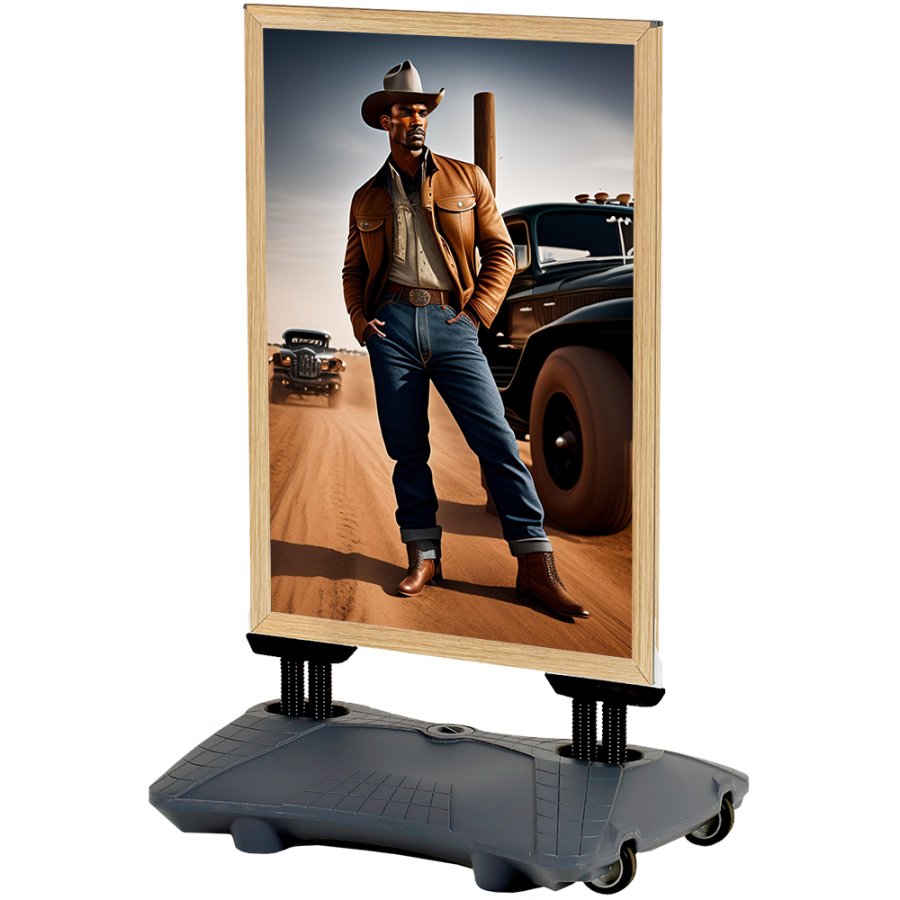 Wind-Pro Water Base Pavement Sign in Grey/Light Wood - A1 Size