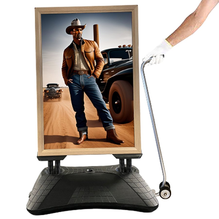 Wind-Pro Water Base Pavement Sign in Grey/Light Wood - A1 Size