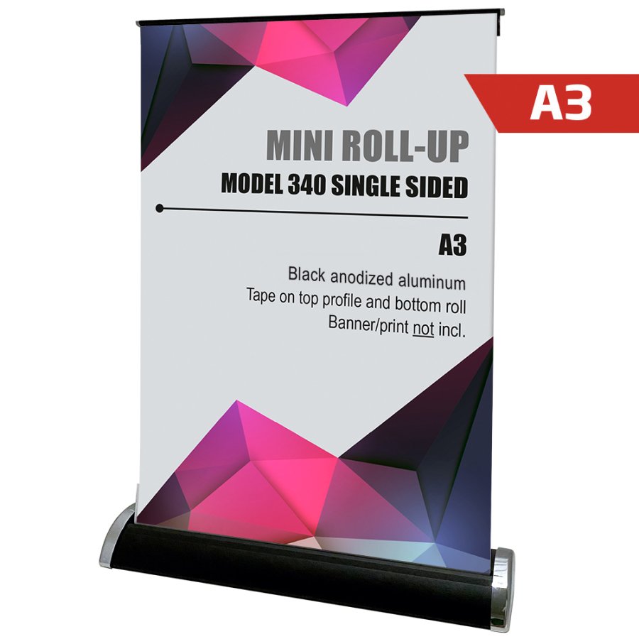 Mini Roll-up in Black A3 Aluminum - Perfect for Exhibitions and Presentations