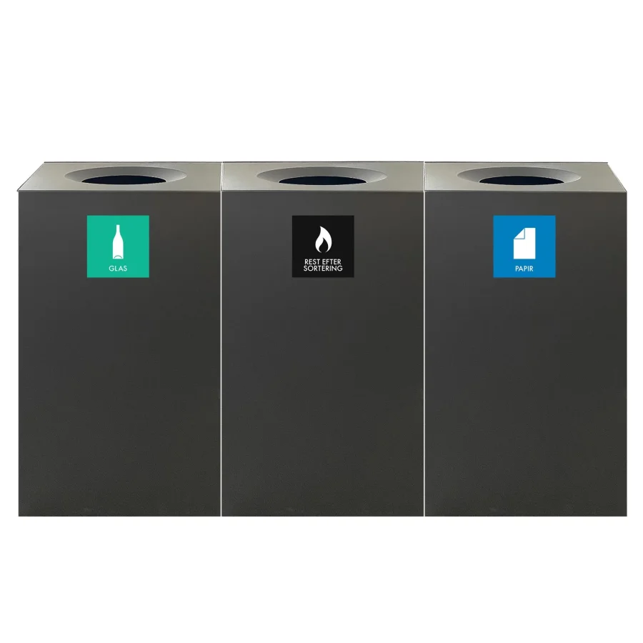 Effective Laminated Labels with Icons and Danish Text for Waste Sorting