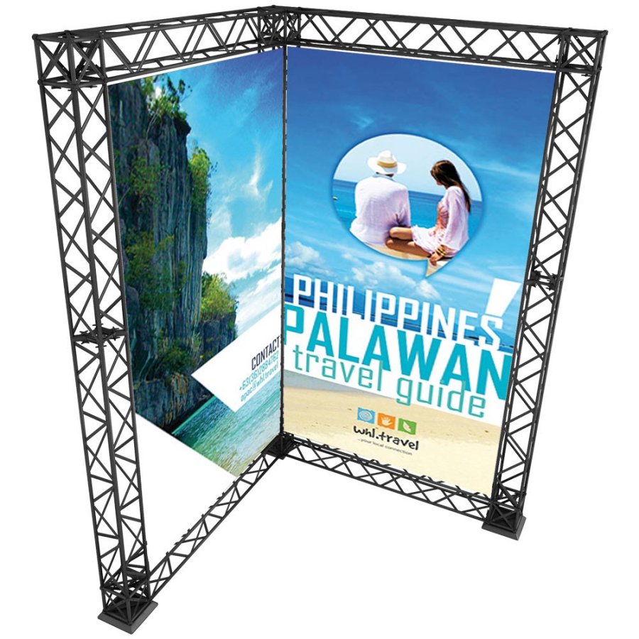 Crown Truss Corner Banner, 10 x 10 cm, black exhibition wall